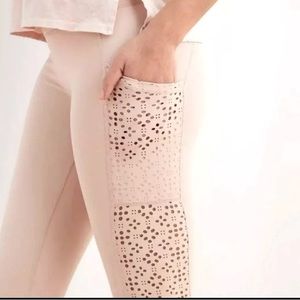 Aerie Laser Cut Tan Leggings